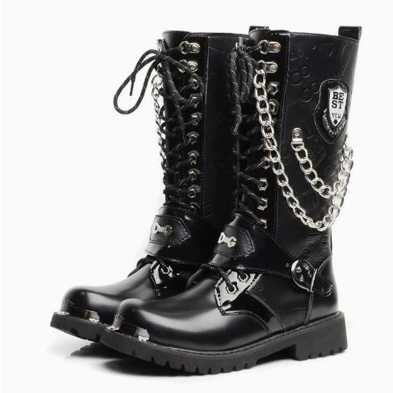 Men Fashion Motorcycle Boots M - Steel Chain recension och pris